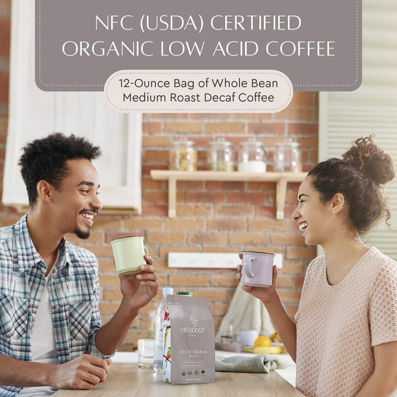 Lifeboost Medium Roast Decaf Coffee Beans â€“ Organic Low Acid Swiss Water Decaf â€“ Whole Bean Coffee â€“ Third Party Tested for Mycotoxins & Pesticides â€“ Chemical Free â€“ 12 oz - Image 5
